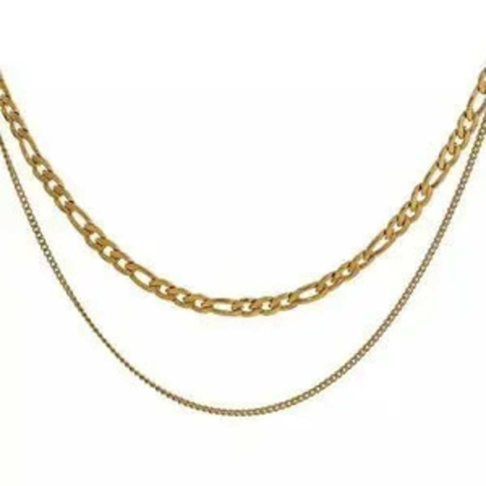 Stainless Steel?Double Layered Chain Necklace?20 inch Length